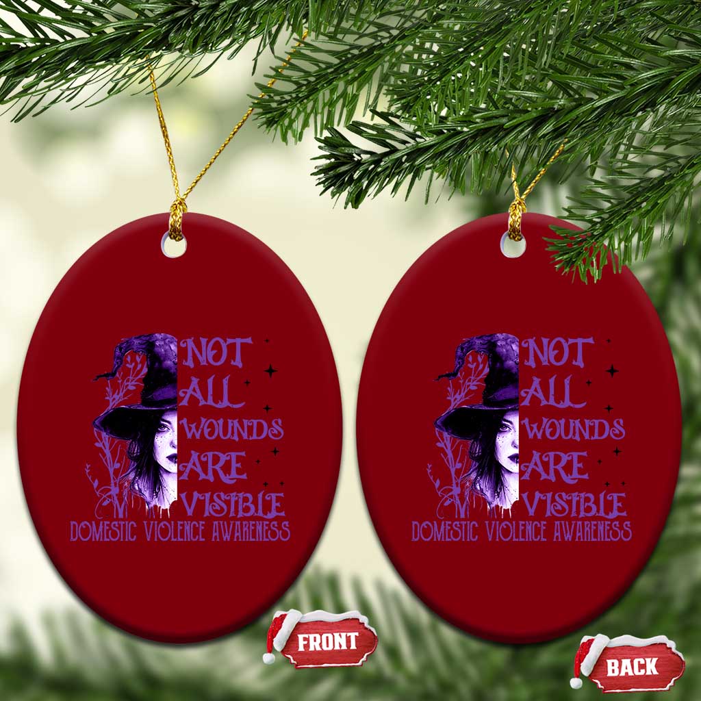 Stop Domestic Violence Ceramic Ornament Purple Ribbon Witch Graphic Witchy Feminist TS10 Print Your Wear