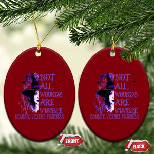 Stop Domestic Violence Ceramic Ornament Purple Ribbon Witch Graphic Witchy Feminist TS10 Print Your Wear