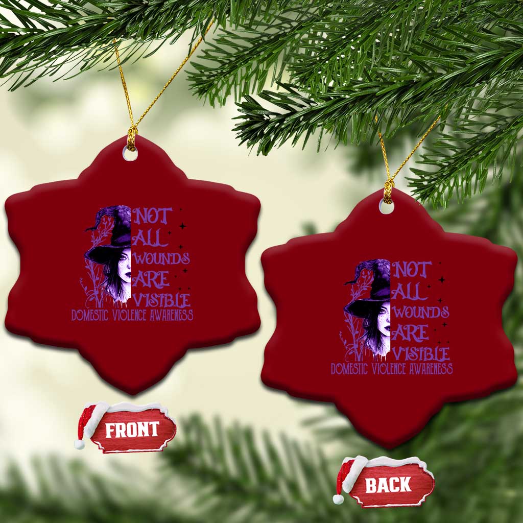 Stop Domestic Violence Ceramic Ornament Purple Ribbon Witch Graphic Witchy Feminist TS10 Print Your Wear