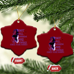 Stop Domestic Violence Ceramic Ornament Purple Ribbon Witch Graphic Witchy Feminist TS10 Print Your Wear