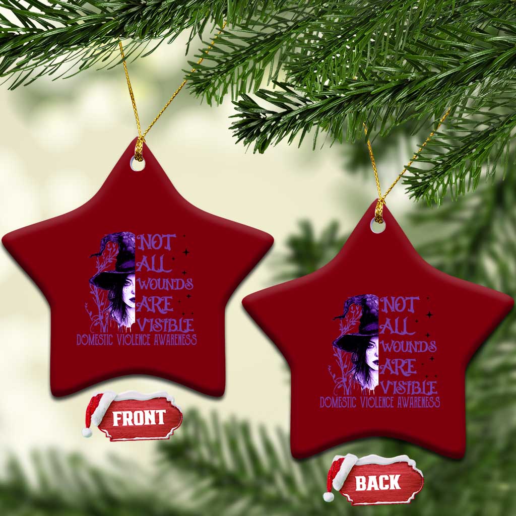 Stop Domestic Violence Ceramic Ornament Purple Ribbon Witch Graphic Witchy Feminist TS10 Print Your Wear