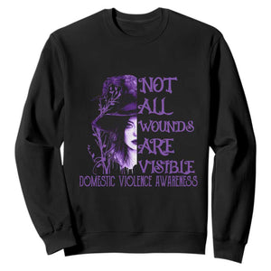 Stop Domestic Violence Sweatshirt Purple Ribbon Witch Graphic Witchy Feminist TS10 Black Print Your Wear