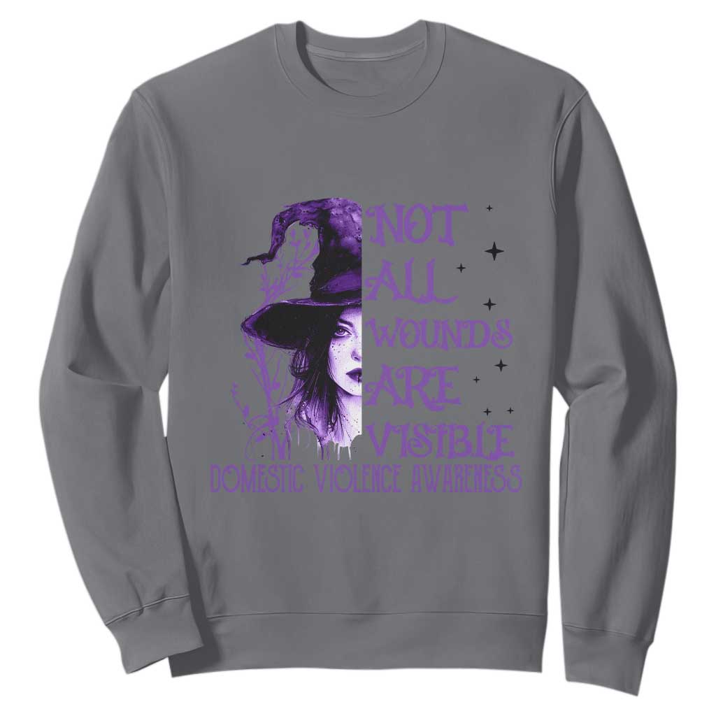 Stop Domestic Violence Sweatshirt Purple Ribbon Witch Graphic Witchy Feminist TS10 Charcoal Print Your Wear