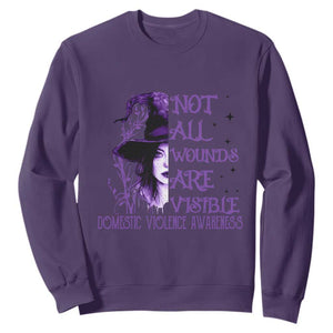 Stop Domestic Violence Sweatshirt Purple Ribbon Witch Graphic Witchy Feminist TS10 Purple Print Your Wear