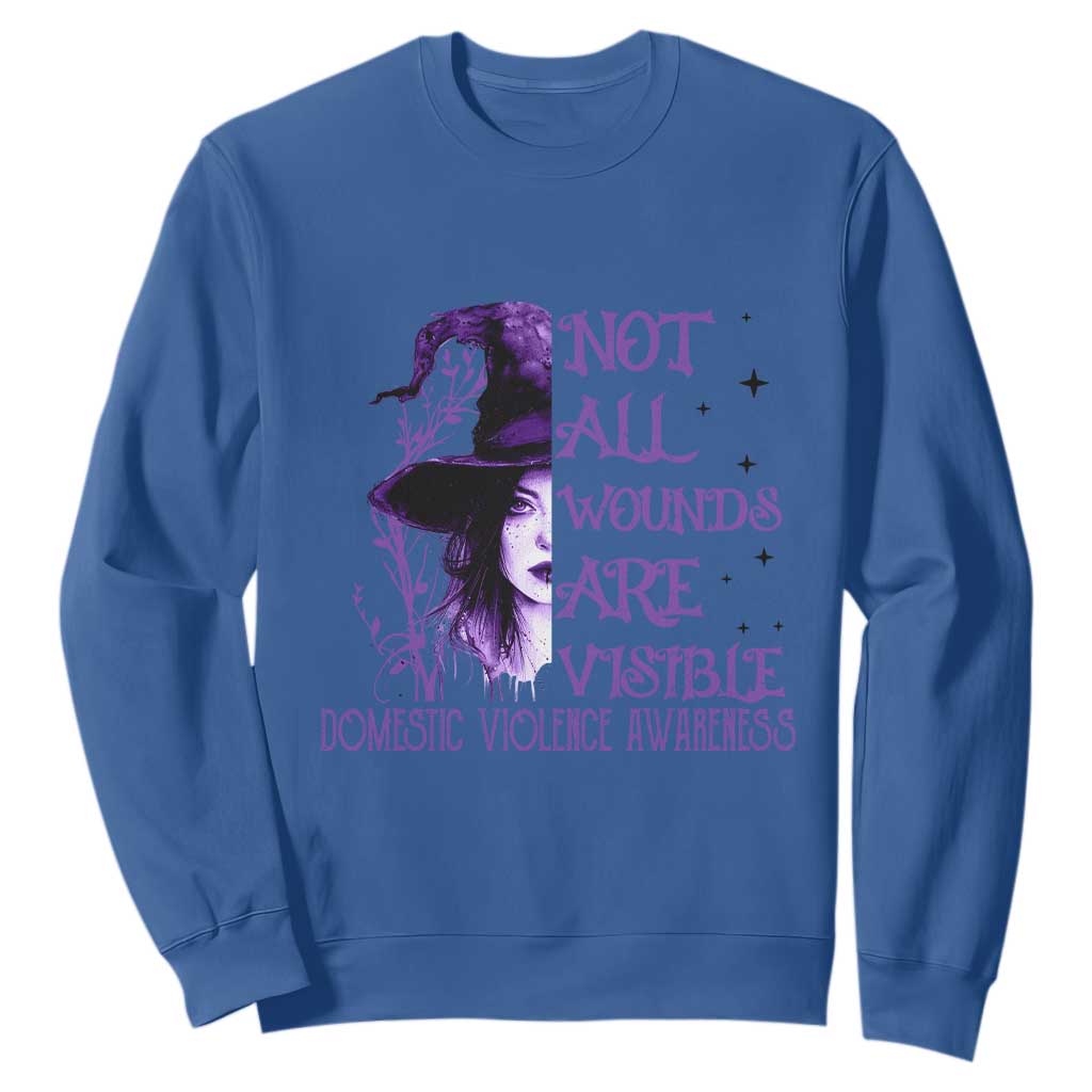Stop Domestic Violence Sweatshirt Purple Ribbon Witch Graphic Witchy Feminist TS10 Royal Blue Print Your Wear