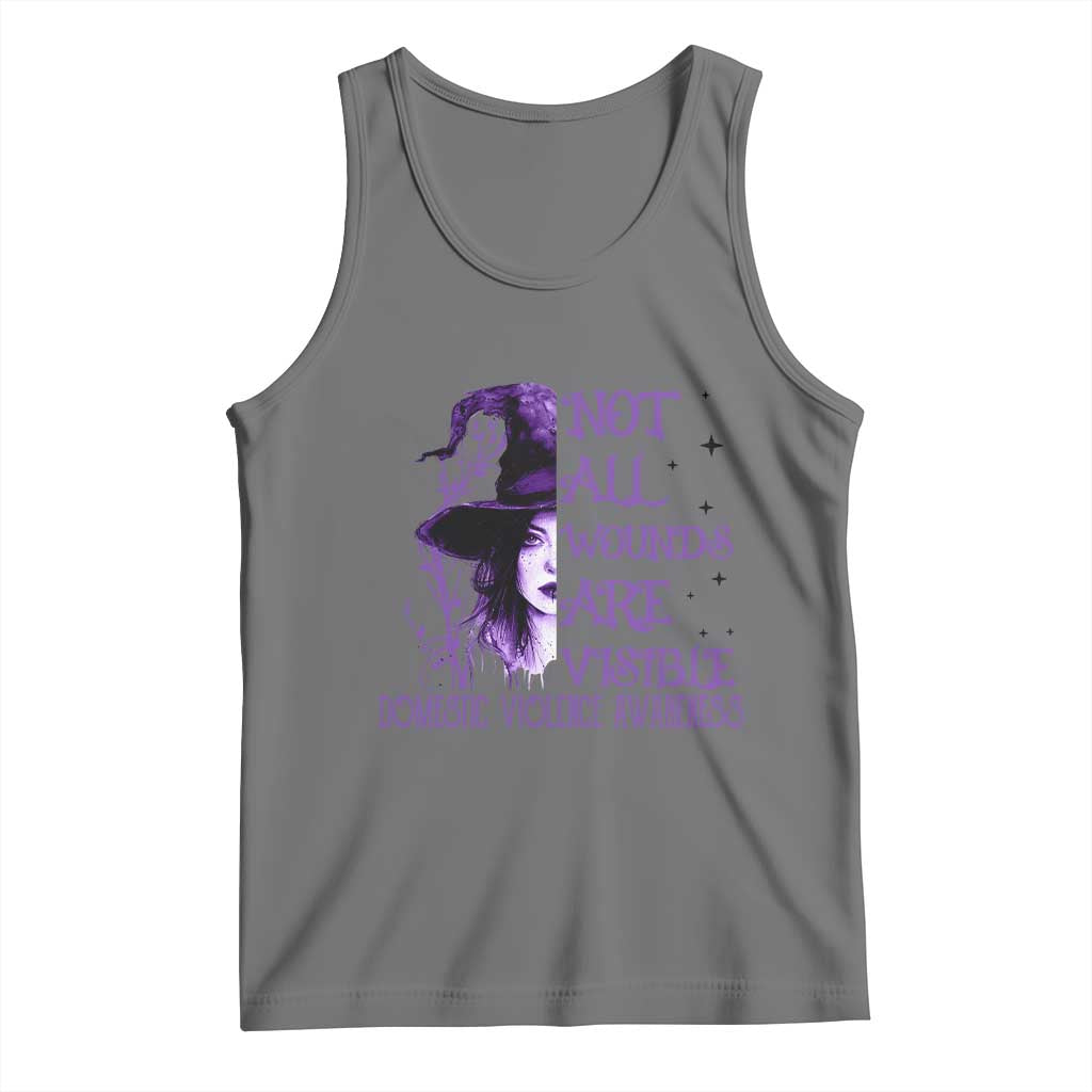 Stop Domestic Violence Tank Top Purple Ribbon Witch Graphic Witchy Feminist TS10 Black Heather Print Your Wear