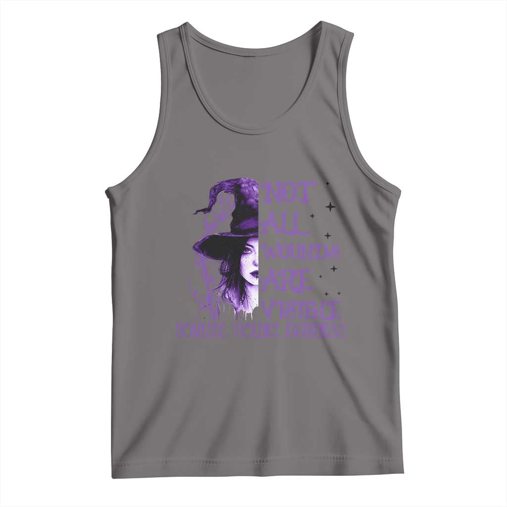 Stop Domestic Violence Tank Top Purple Ribbon Witch Graphic Witchy Feminist TS10 Deep Heather Print Your Wear