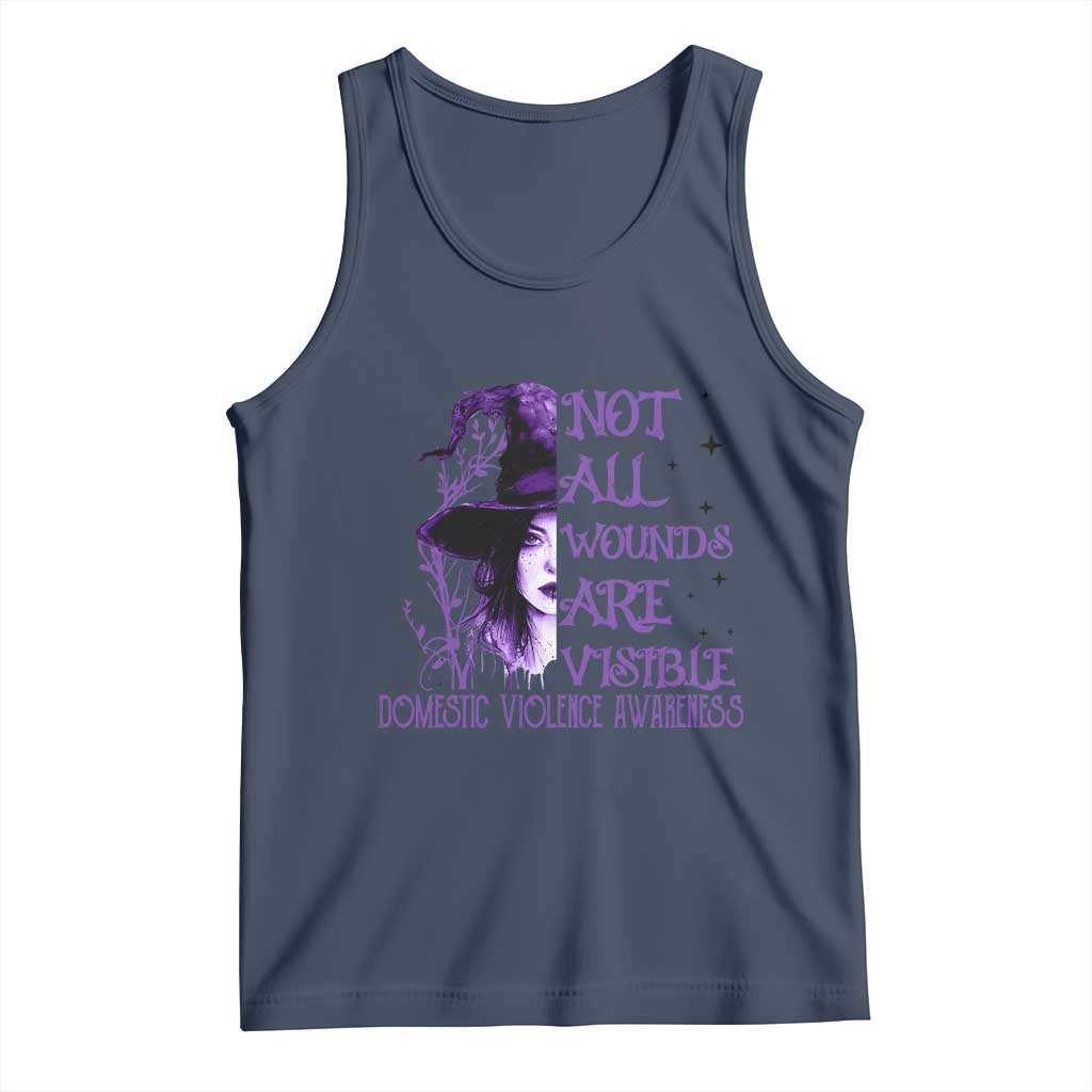 Stop Domestic Violence Tank Top Purple Ribbon Witch Graphic Witchy Feminist TS10 Navy Print Your Wear