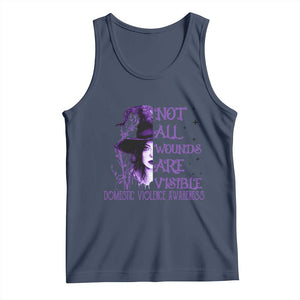 Stop Domestic Violence Tank Top Purple Ribbon Witch Graphic Witchy Feminist TS10 Navy Print Your Wear