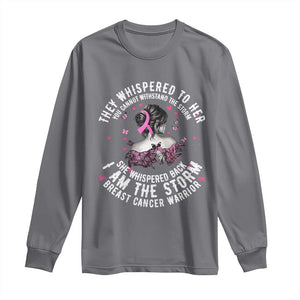 Breast Cancer Long Sleeve Shirt Pink Ribbon I Am Storm TS10 Charcoal Print Your Wear