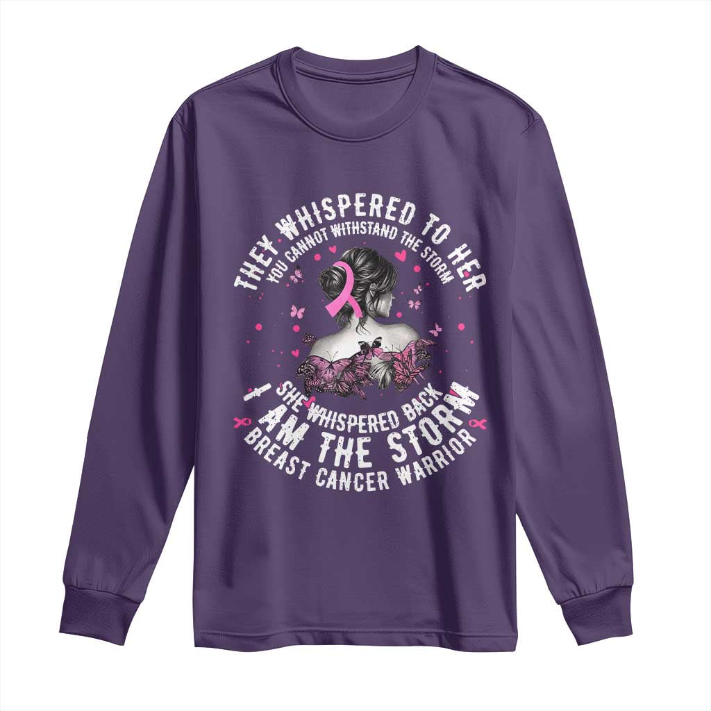 Breast Cancer Long Sleeve Shirt Pink Ribbon I Am Storm TS10 Purple Print Your Wear