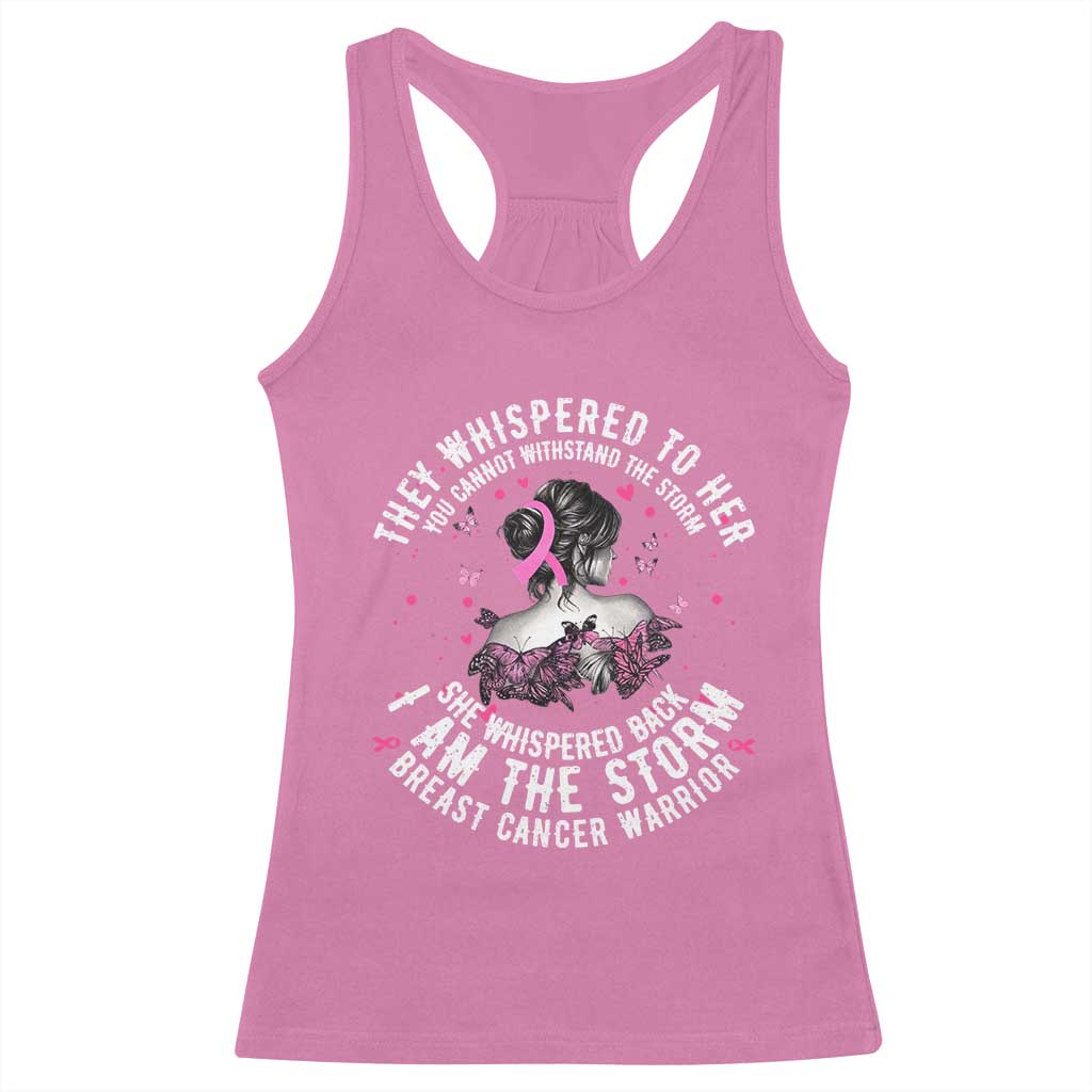 Breast Cancer Racerback Tank Top Pink Ribbon I Am Storm TS10 Azalea Print Your Wear