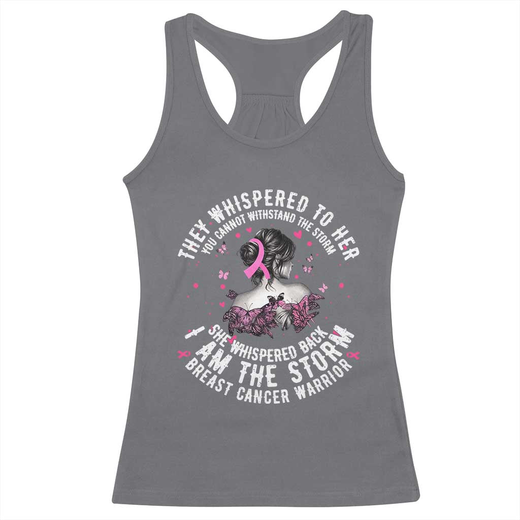 Breast Cancer Racerback Tank Top Pink Ribbon I Am Storm TS10 Charcoal Print Your Wear