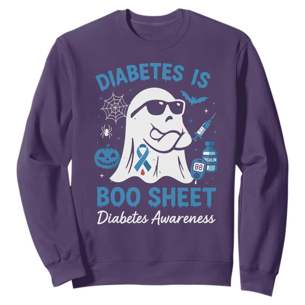 Diabetes is Boo Sheet Sweatshirt Funny Halloween Ghost Diabetes Type 1 2 Awareness TS10 Purple Print Your Wear