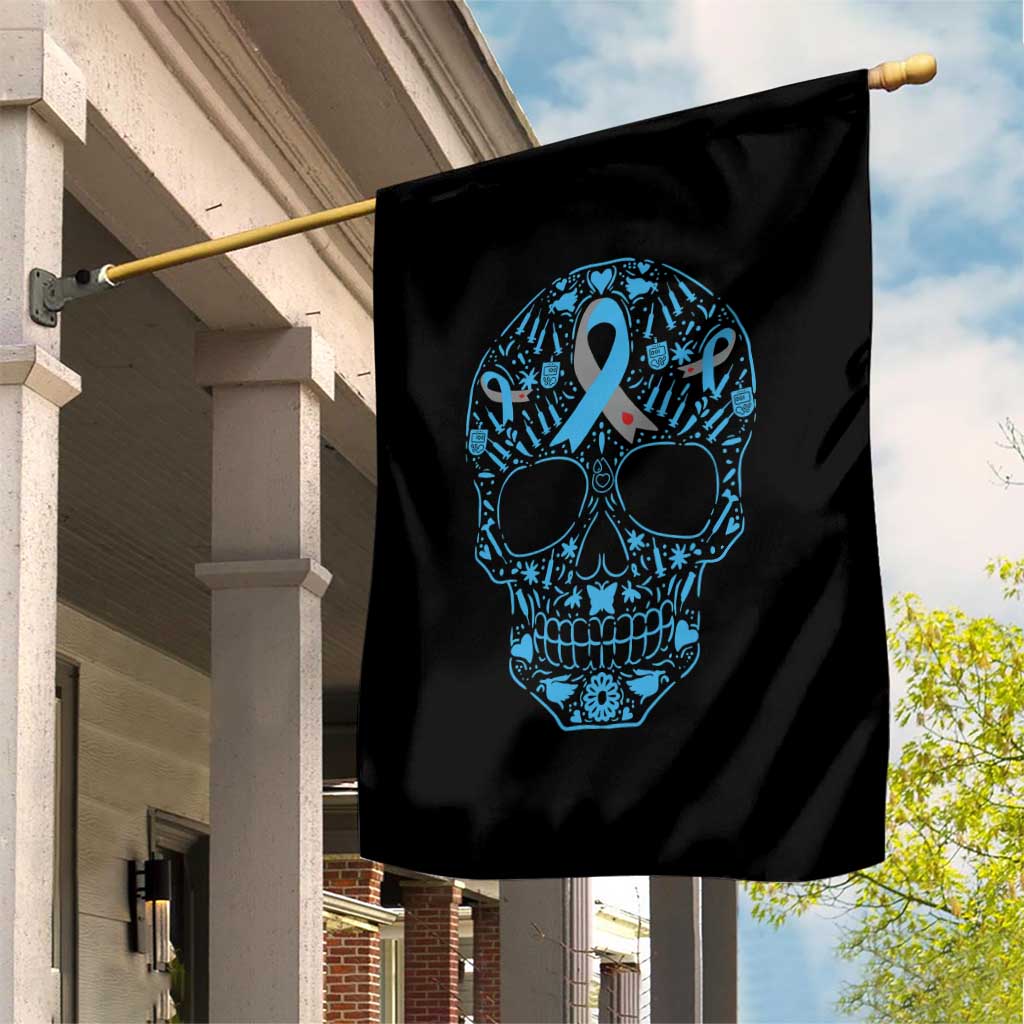 Diabetes Awareness Skull Garden Flag Blue Ribbon T1D Support Sugar Skull TS10 Print Your Wear