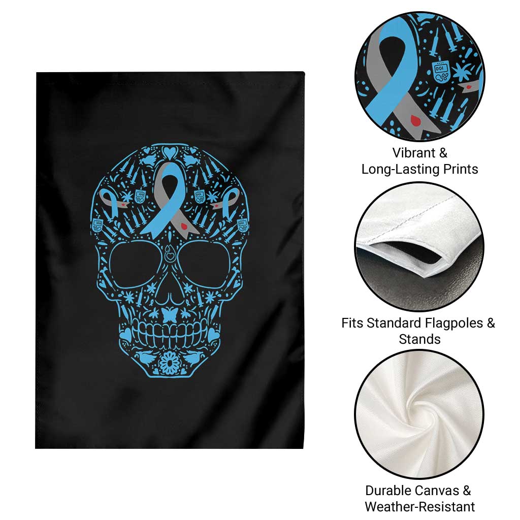Diabetes Awareness Skull Garden Flag Blue Ribbon T1D Support Sugar Skull TS10 Print Your Wear