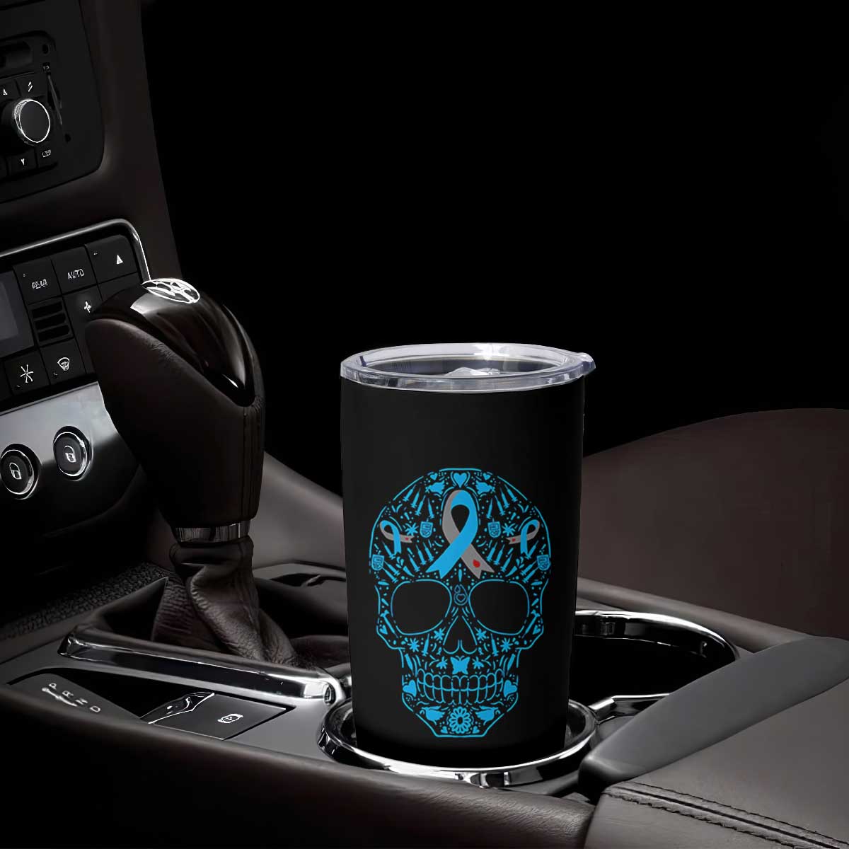 Diabetes Awareness Skull Tumbler Cup Blue Ribbon T1D Support Sugar Skull TS10 Print Your Wear