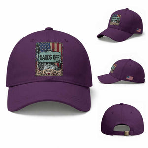 Funny Hands Off With Justice For All Baseball Cap Statue Of Liberty American Flag TS11 Baseball Cap Universal Fit Purple Print Your Wear