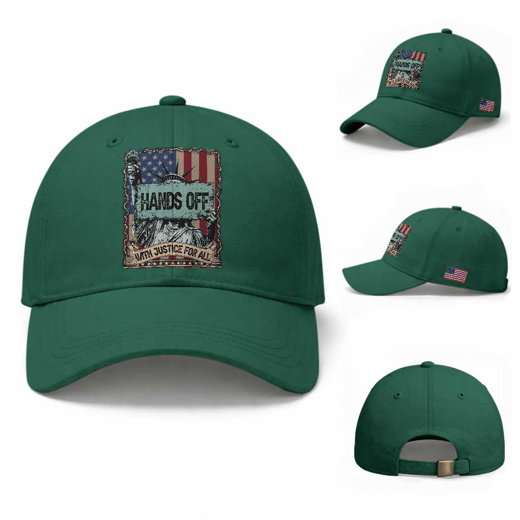 Funny Hands Off With Justice For All Baseball Cap Statue Of Liberty American Flag TS11 Baseball Cap Universal Fit Irish Green Print Your Wear