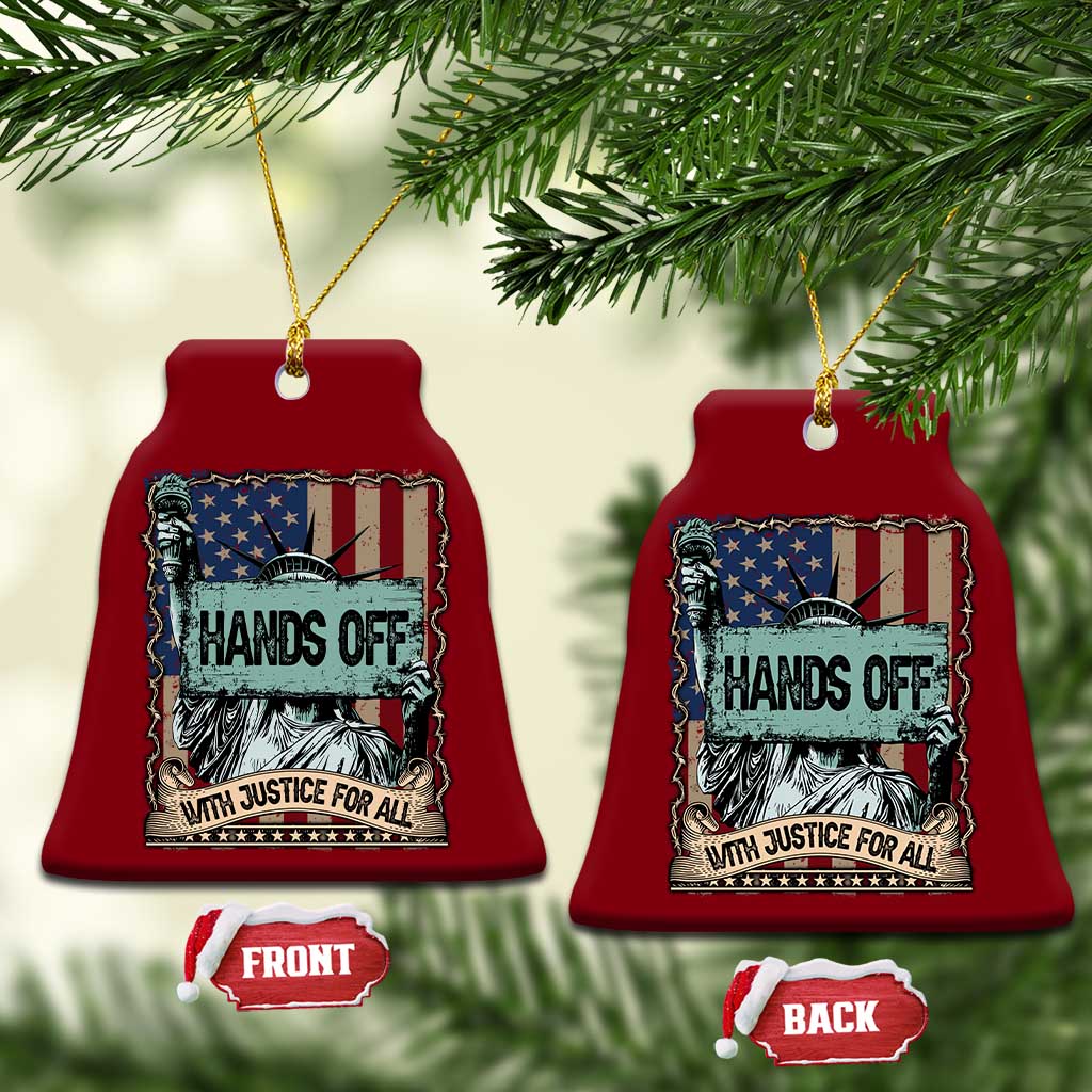 Funny Hands Off With Justice For All Ceramic Ornament Statue Of Liberty American Flag TS11 Print Your Wear