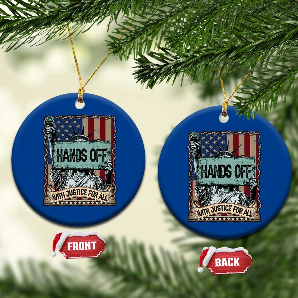 Funny Hands Off With Justice For All Ceramic Ornament Statue Of Liberty American Flag TS11 1pc Blue Print Your Wear