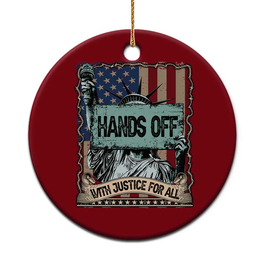 Funny Hands Off With Justice For All Ceramic Ornament Statue Of Liberty American Flag TS11 1pc Red Print Your Wear