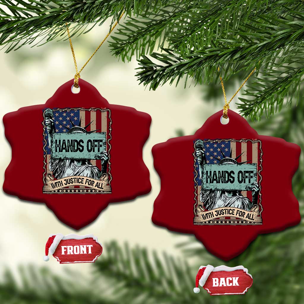 Funny Hands Off With Justice For All Ceramic Ornament Statue Of Liberty American Flag TS11 Print Your Wear