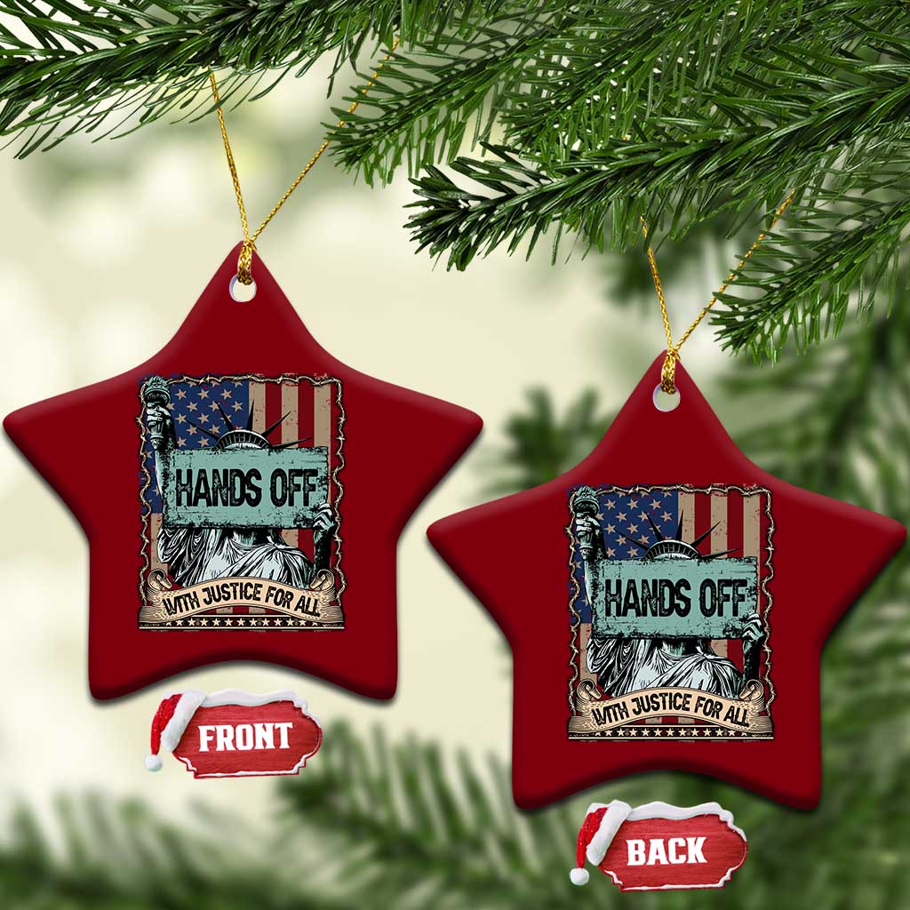 Funny Hands Off With Justice For All Ceramic Ornament Statue Of Liberty American Flag TS11 Print Your Wear