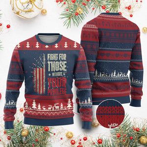 Fight For Those Without Your Privilege Knit Sweatshirt TS11 Burgundy Print Your Wear