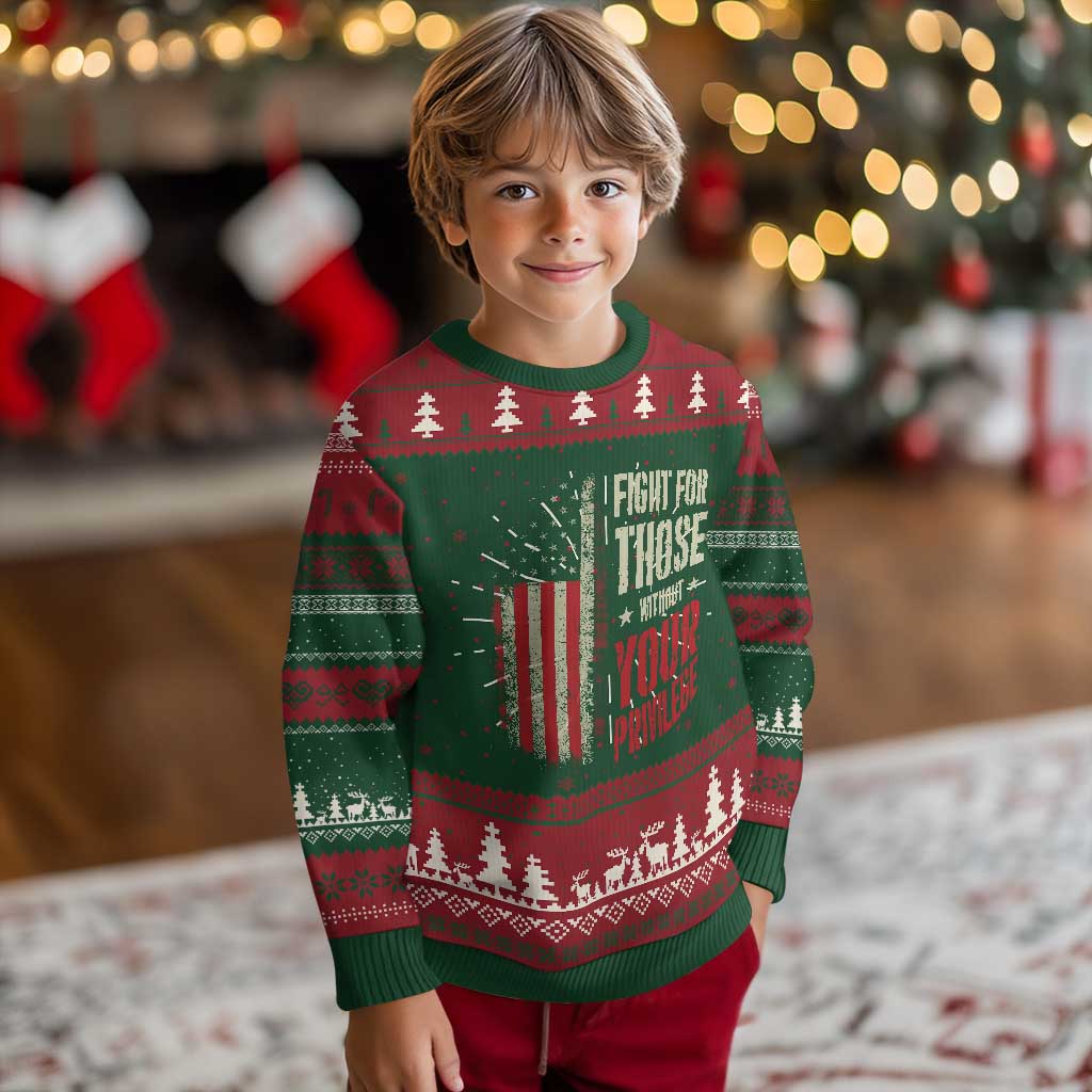 Fight For Those Without Your Privilege Knit Sweatshirt TS11 Christmas Print Your Wear