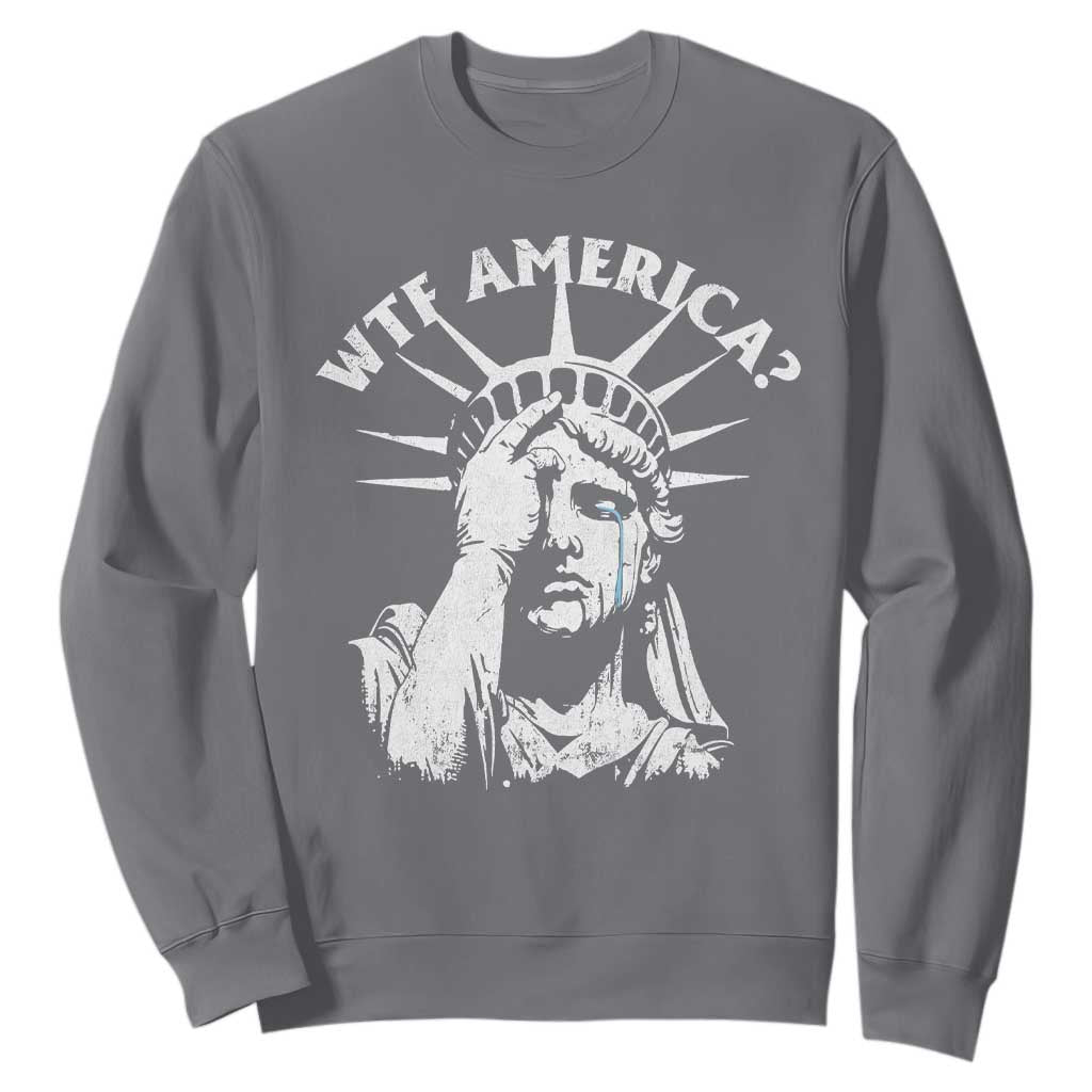 Funny Statue Of Liberty WTF America Sweatshirt TS11 Charcoal Print Your Wear