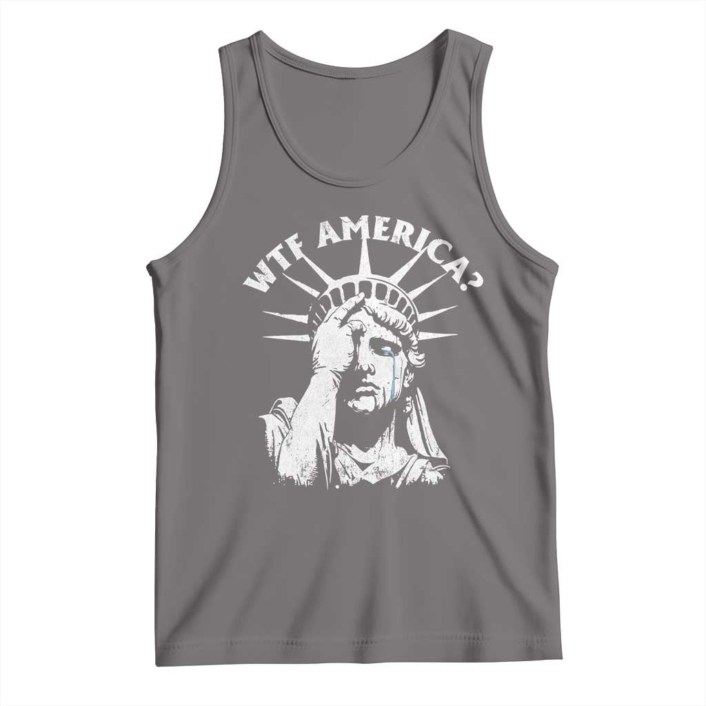 Funny Statue Of Liberty WTF America Tank Top TS11 Deep Heather Print Your Wear