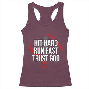 Hit Hard Run Fast Trust God Christian Baseball Racerback Tank Top TS11 Maroon Print Your Wear