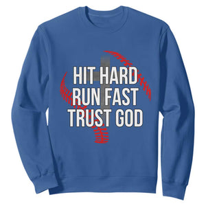 Hit Hard Run Fast Trust God Christian Baseball Sweatshirt TS11 Royal Blue Print Your Wear