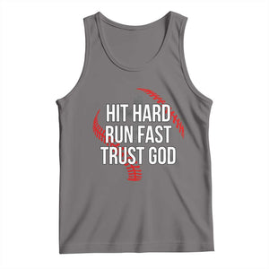Hit Hard Run Fast Trust God Christian Baseball Tank Top TS11 Deep Heather Print Your Wear
