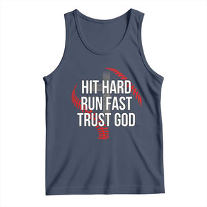 Hit Hard Run Fast Trust God Christian Baseball Tank Top TS11 Navy Print Your Wear