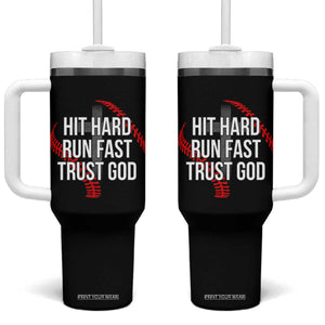 Hit Hard Run Fast Trust God Christian Baseball Tumbler With Handle TS11 One Size: 40 oz Black Print Your Wear