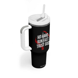 Hit Hard Run Fast Trust God Christian Baseball Tumbler With Handle TS11 Print Your Wear
