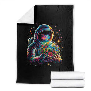 Astronaut Earth Flowers Spaceman Planet Galaxy Universe Throw Blanket TS11 Black Print Your Wear