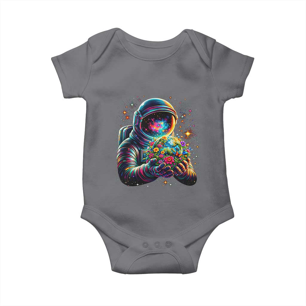 Astronaut Earth Flowers Spaceman Planet Galaxy Universe Baby Onesie TS11 Charcoal Print Your Wear