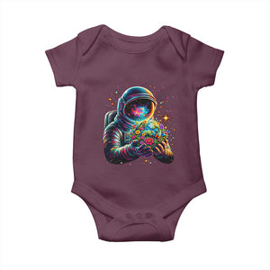 Astronaut Earth Flowers Spaceman Planet Galaxy Universe Baby Onesie TS11 Maroon Print Your Wear