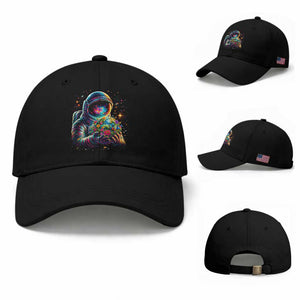 Astronaut Earth Flowers Spaceman Planet Galaxy Universe Baseball Cap TS11 Baseball Cap Universal Fit Black Print Your Wear