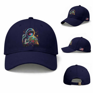 Astronaut Earth Flowers Spaceman Planet Galaxy Universe Baseball Cap TS11 Baseball Cap Universal Fit Dark Blue Print Your Wear
