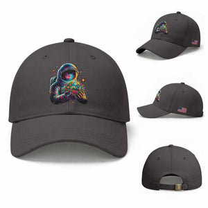 Astronaut Earth Flowers Spaceman Planet Galaxy Universe Baseball Cap TS11 Baseball Cap Universal Fit Dark Gray Print Your Wear