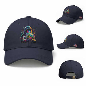 Astronaut Earth Flowers Spaceman Planet Galaxy Universe Baseball Cap TS11 Baseball Cap Universal Fit Navy Print Your Wear