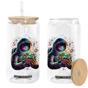 Astronaut Earth Flowers Spaceman Planet Galaxy Universe Glass Can TS11 Print Your Wear