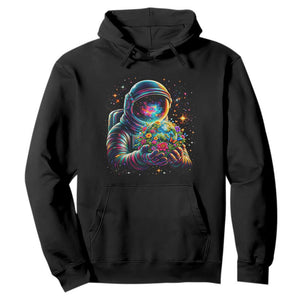 Astronaut Earth Flowers Spaceman Planet Galaxy Universe Hoodie TS11 Black Print Your Wear