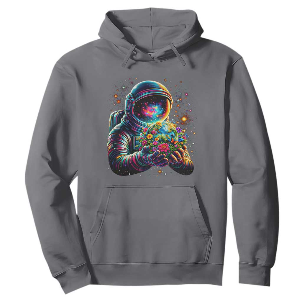 Astronaut Earth Flowers Spaceman Planet Galaxy Universe Hoodie TS11 Charcoal Print Your Wear