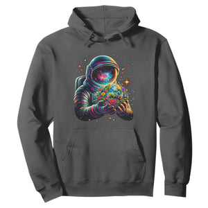 Astronaut Earth Flowers Spaceman Planet Galaxy Universe Hoodie TS11 Dark Heather Print Your Wear