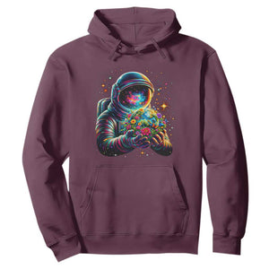 Astronaut Earth Flowers Spaceman Planet Galaxy Universe Hoodie TS11 Maroon Print Your Wear